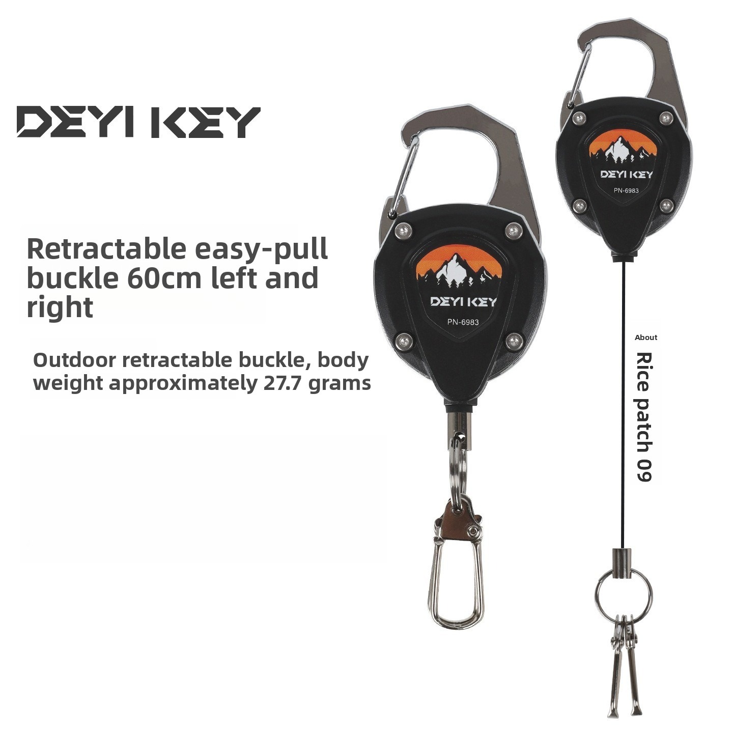 Fly Reel - Portachiavi Retrattile Resistente con Moschettone Anti-Smarrimento,