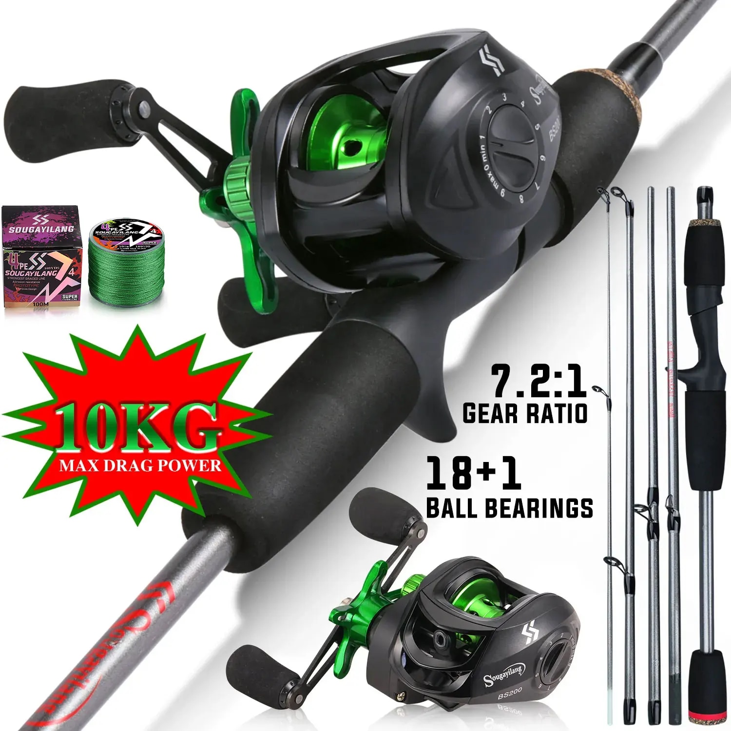Spincast Reel - Canna da pesca Sougayilang combinata canna