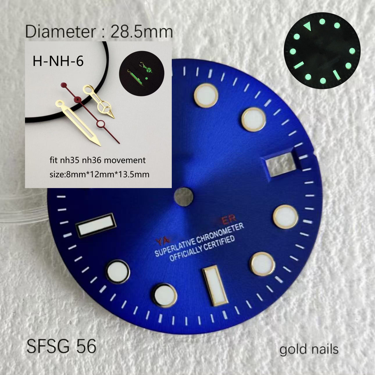 Quadrante SUB 28.5mm NH35 Verd - Reel Case recensione e prezzo